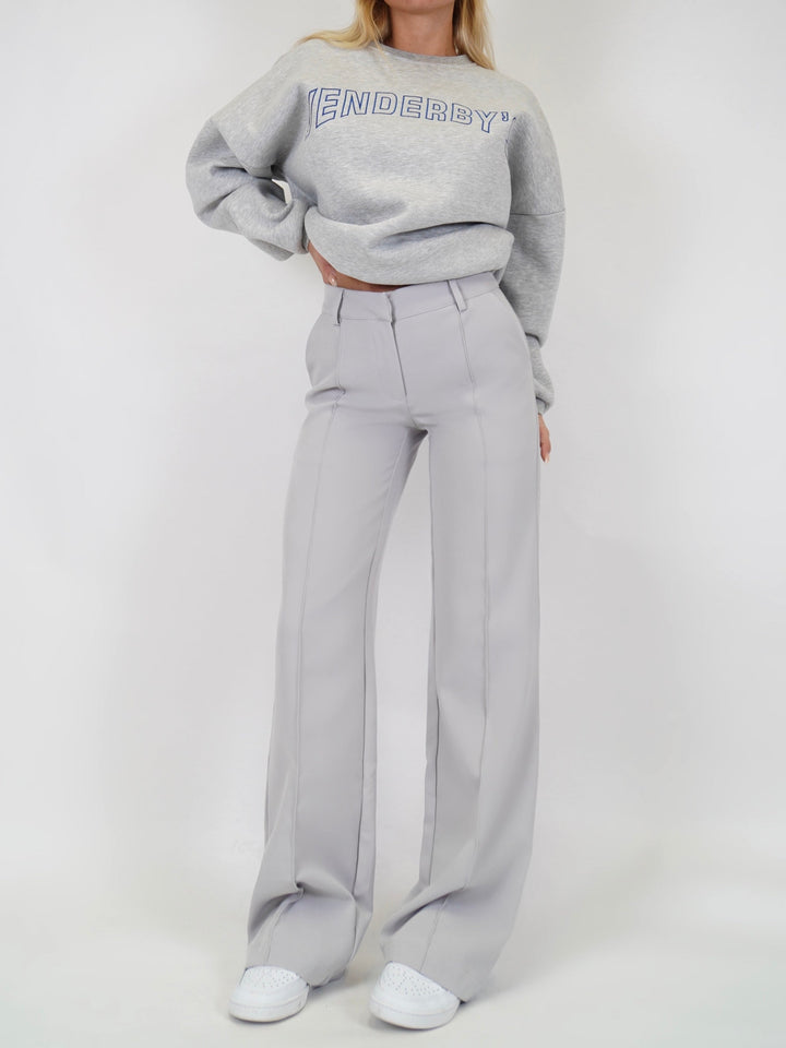 Damen Hose mit hohem Bund weiten Beinen und sichtbaren Frontnähten