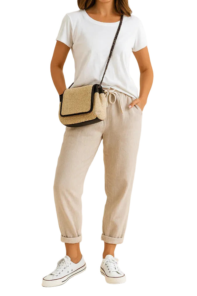 Damen Hose mit Kordelzugbund und Schmal Zulaufendem Bein-Women Pants-Alpenkind
