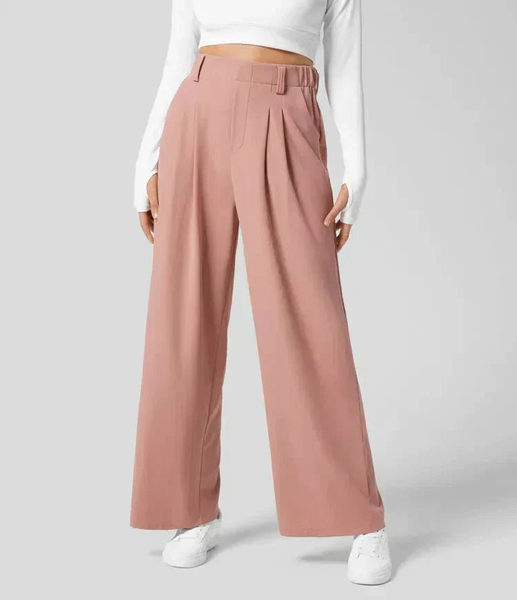 Damen Hose mit weitem Bein und Falten an der Vorderseite