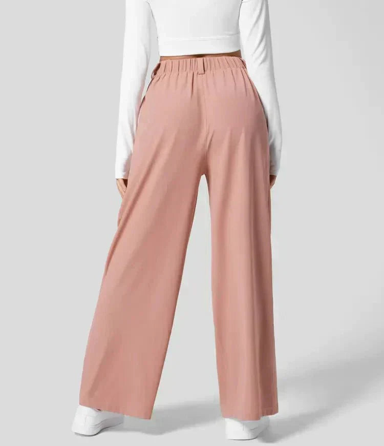 Damen Hose mit weitem Bein und Falten an der Vorderseite