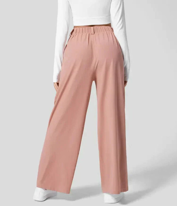 Damen Hose mit weitem Bein und Falten an der Vorderseite