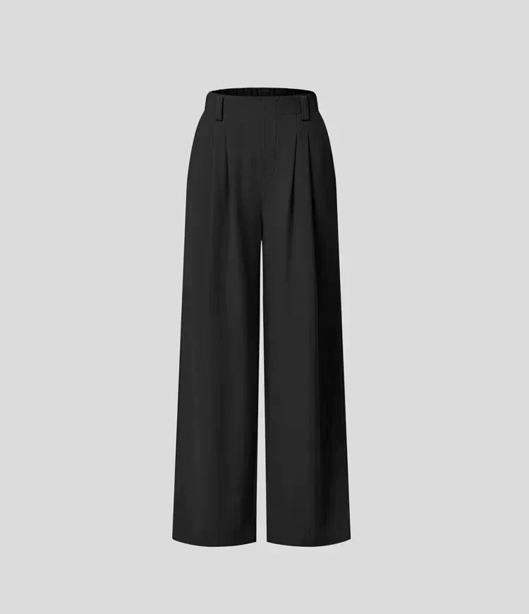 Damen Hose mit weitem Bein und Falten an der Vorderseite