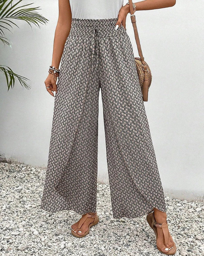 Damen Hose mit weitem Bein und geometrischem Muster