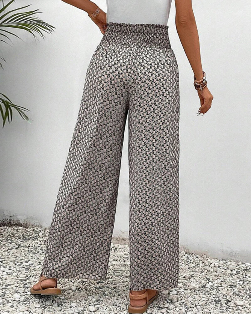 Damen Hose mit weitem Bein und geometrischem Muster