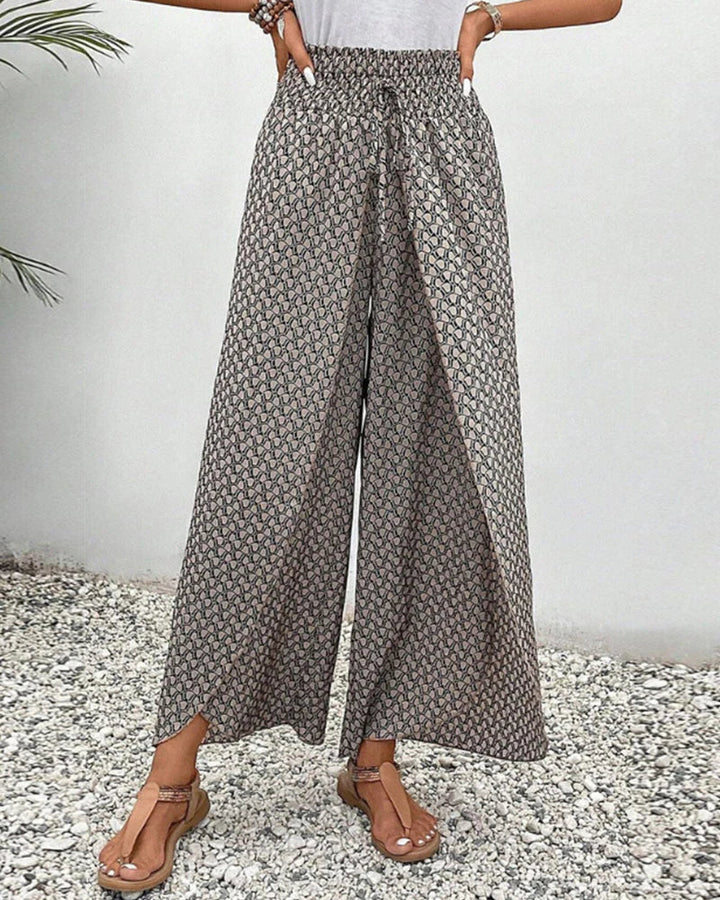 Damen Hose mit weitem Bein und geometrischem Muster