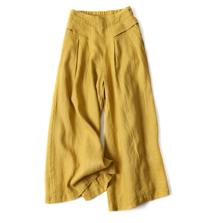 Damen Hose mit Weitem Bein und Hoher Taille-Women Pants-Alpenkind