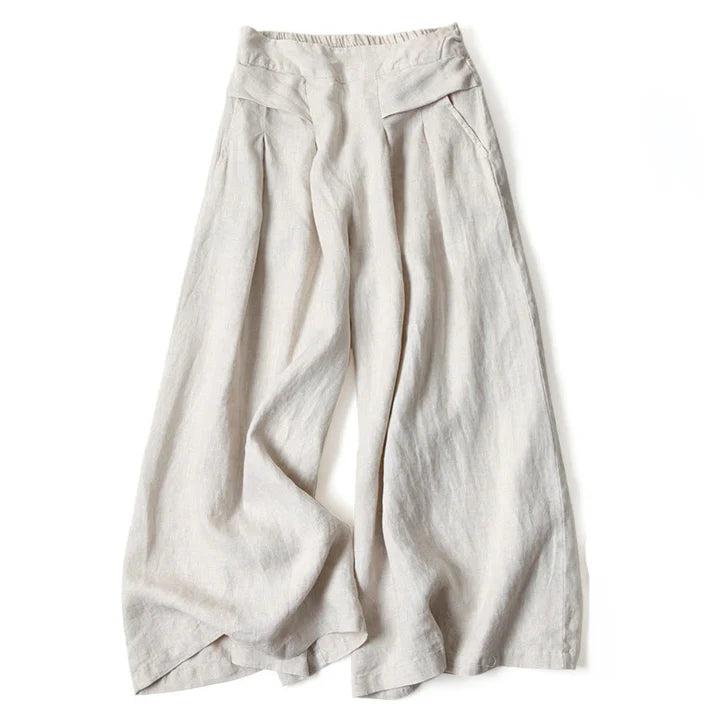 Damen Hose mit Weitem Bein und Hoher Taille-Women Pants-Alpenkind