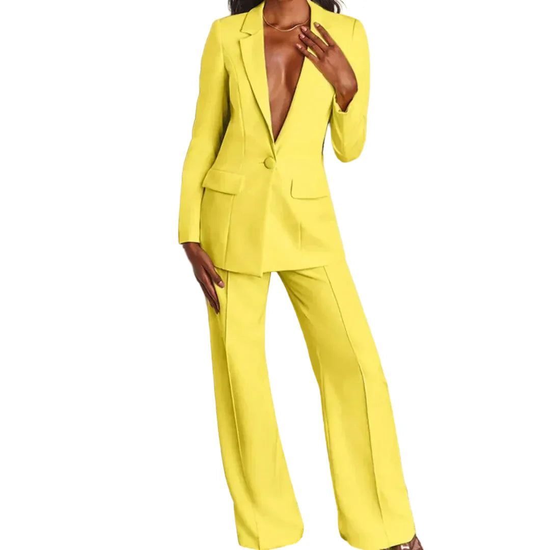 Damen Hosenanzug mit Longblazer und weitem Bein-Women Set-Alpenkind