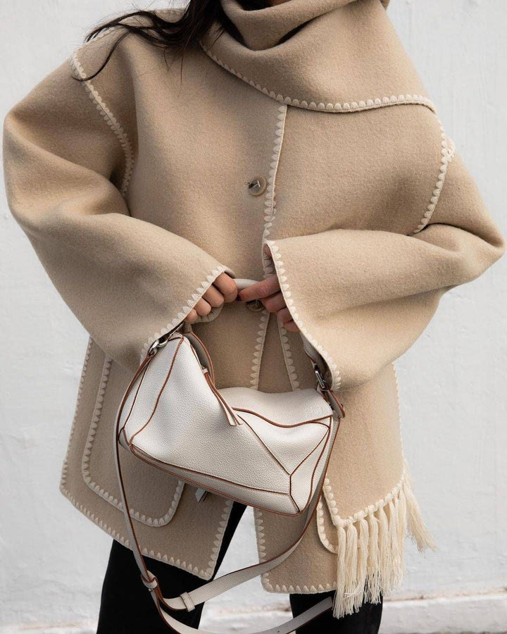 Damen Jacke mit Knopfleiste und kontrastfarbenen Ziernähten