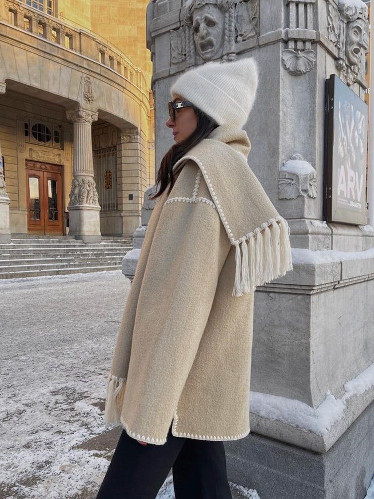 Damen Jacke mit Knopfleiste und kontrastfarbenen Ziernähten