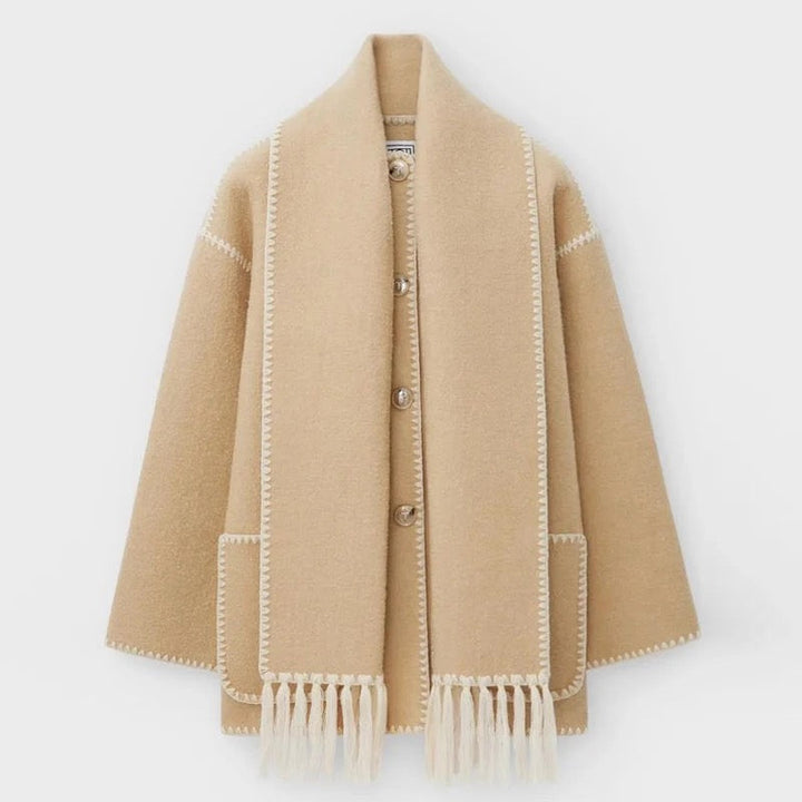 Damen Jacke mit Knopfleiste und kontrastfarbenen Ziernähten