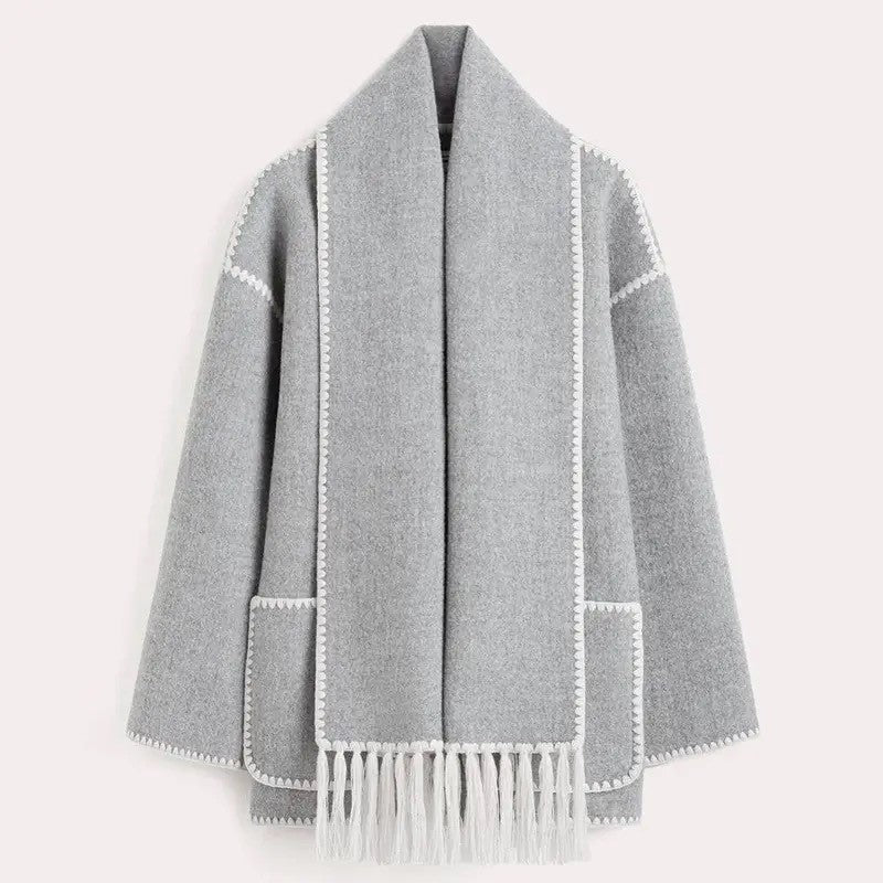 Damen Jacke mit Knopfleiste und kontrastfarbenen Ziernähten