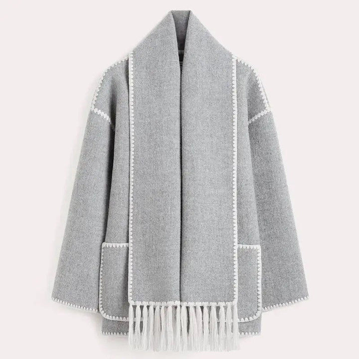 Damen Jacke mit Knopfleiste und kontrastfarbenen Ziernähten