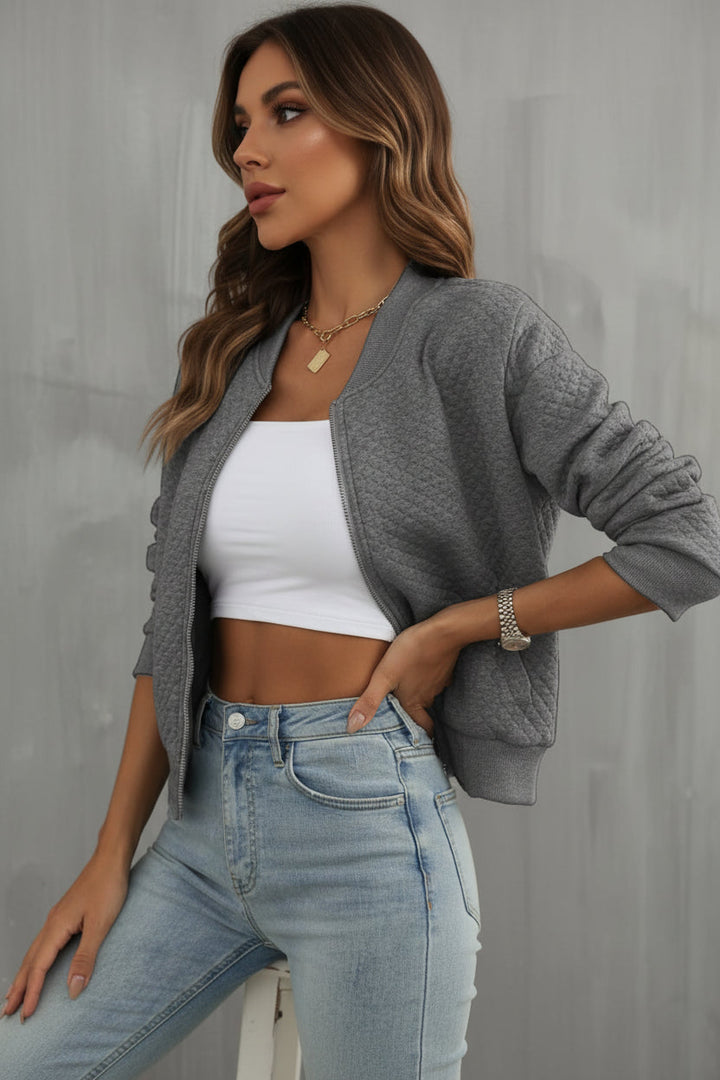 Damen Jacke mit Reißverschluss und Rundhalsausschnitt-Women Jackets-Alpenkind