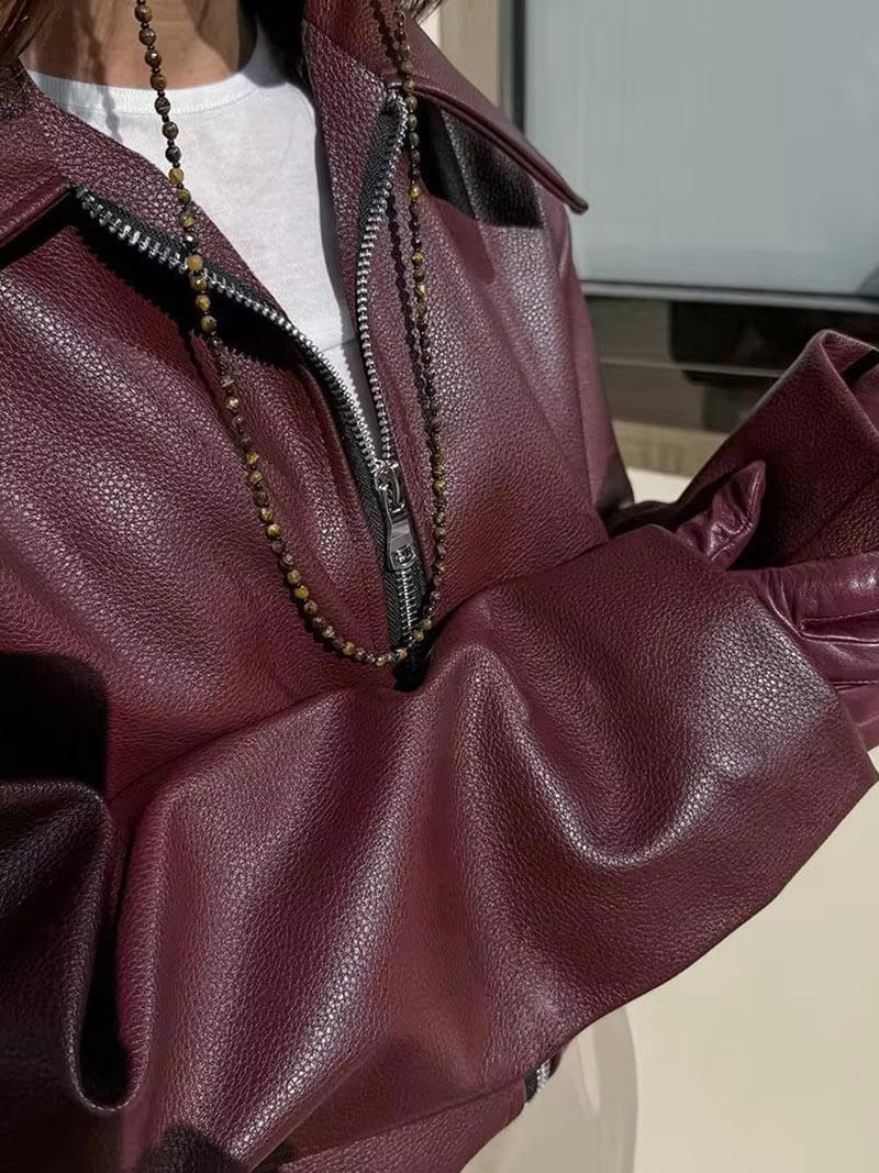Damen-Jacke mit Reißverschluss vorne und Reverskragen
