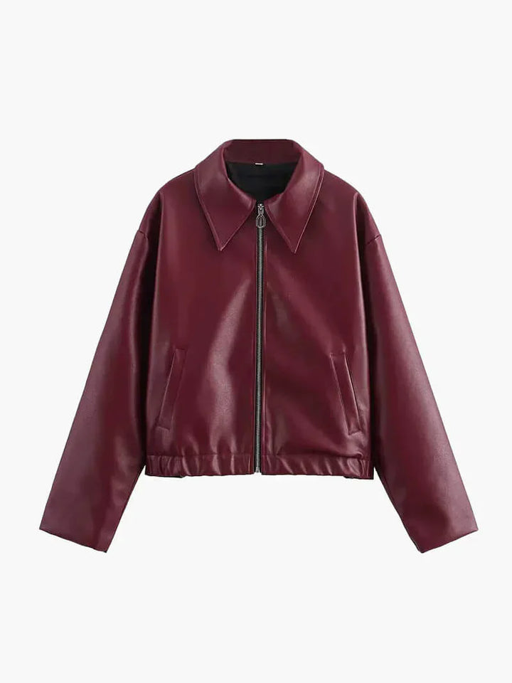 Damen-Jacke mit Reißverschluss vorne und Reverskragen