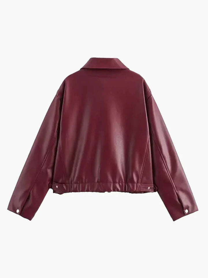 Damen-Jacke mit Reißverschluss vorne und Reverskragen