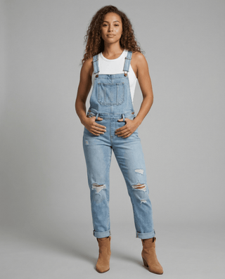 Damen Jeans-Latzhose mit Brusttasche und verstellbaren Trägern-Jumpsuit-Alpenkind