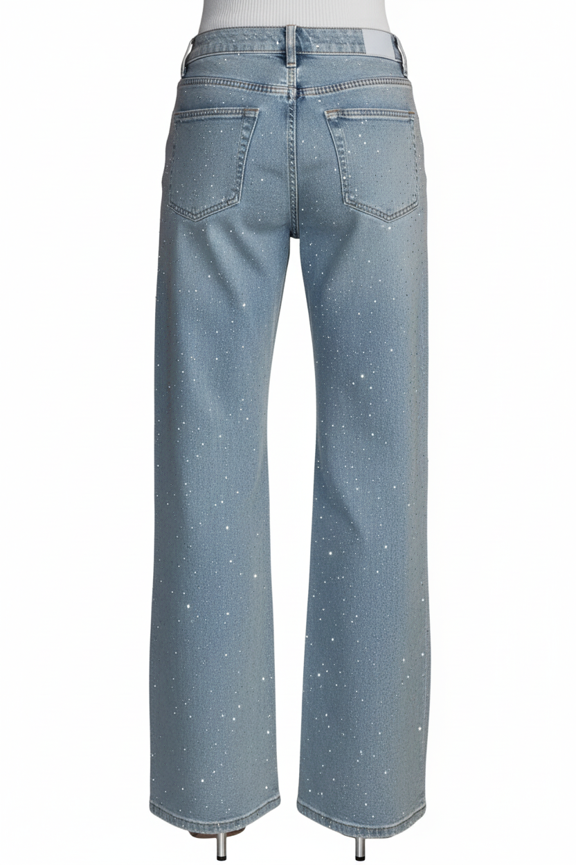 Damen Jeans mit weitem Bein und durchgehender Verzierung-Women Pants-Alpenkind