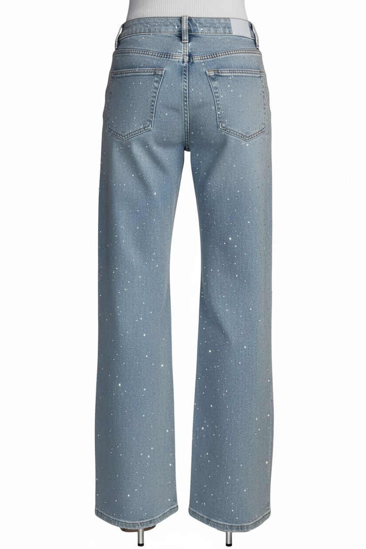 Damen Jeans mit weitem Bein und durchgehender Verzierung-Women Pants-Alpenkind