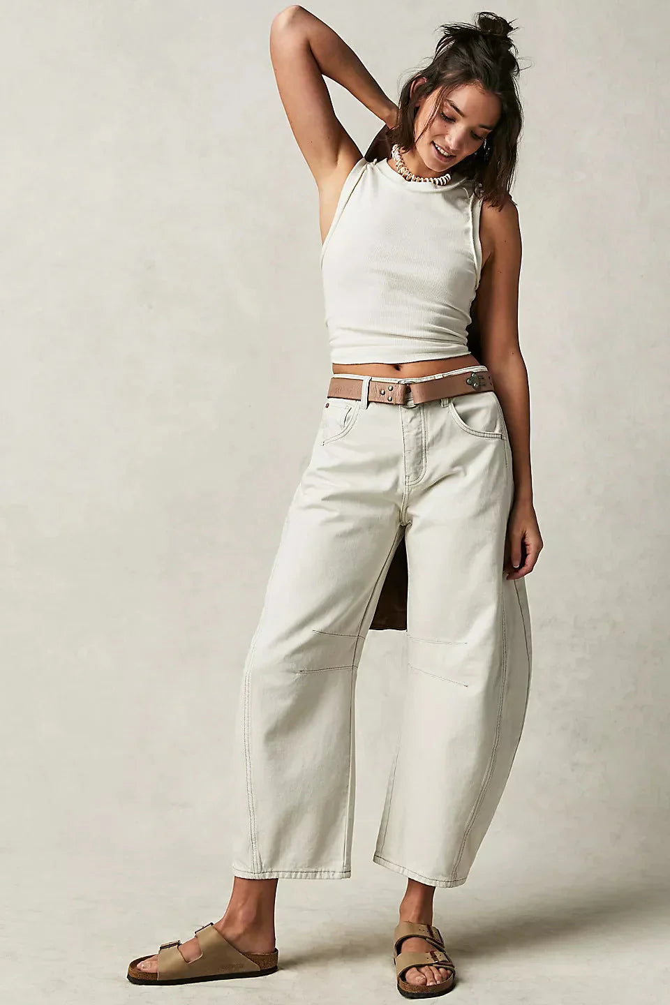 Damen Jeans mit weitem Bein und klassischer Taschenanordnung-Women Pants-Alpenkind