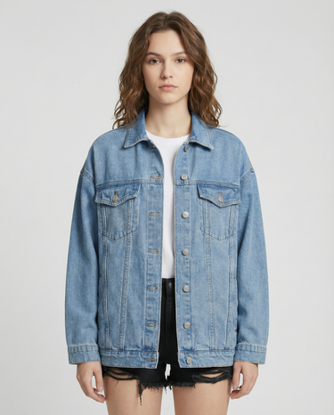 Damen Jeansjacke mit Knopfleiste und Pattentaschen im oberen Bereich-Men Jackets-Alpenkind
