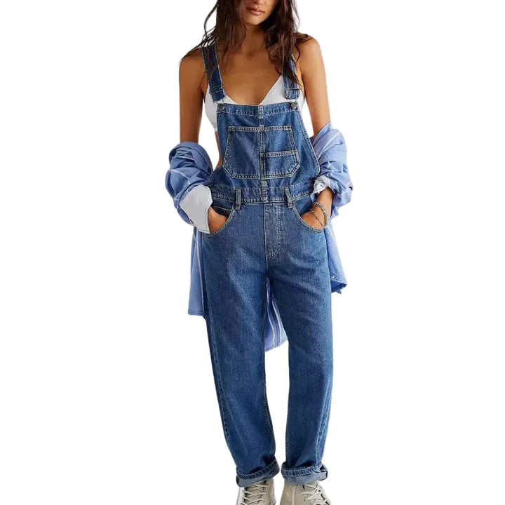 Damen-Jeansoverall mit verstellbaren Trägern-Jumpsuit-Alpenkind