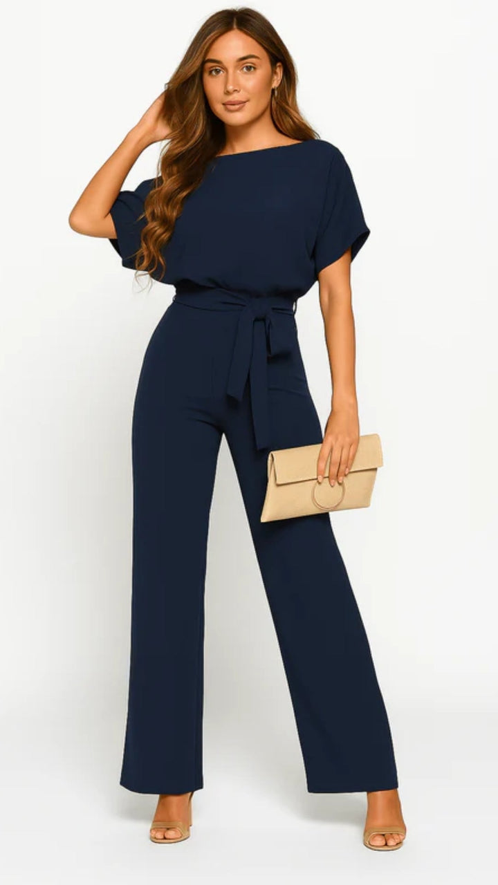 Damen Jumpsuit mit Bindegürtel – Fließendes Bein für Besondere Anlässe