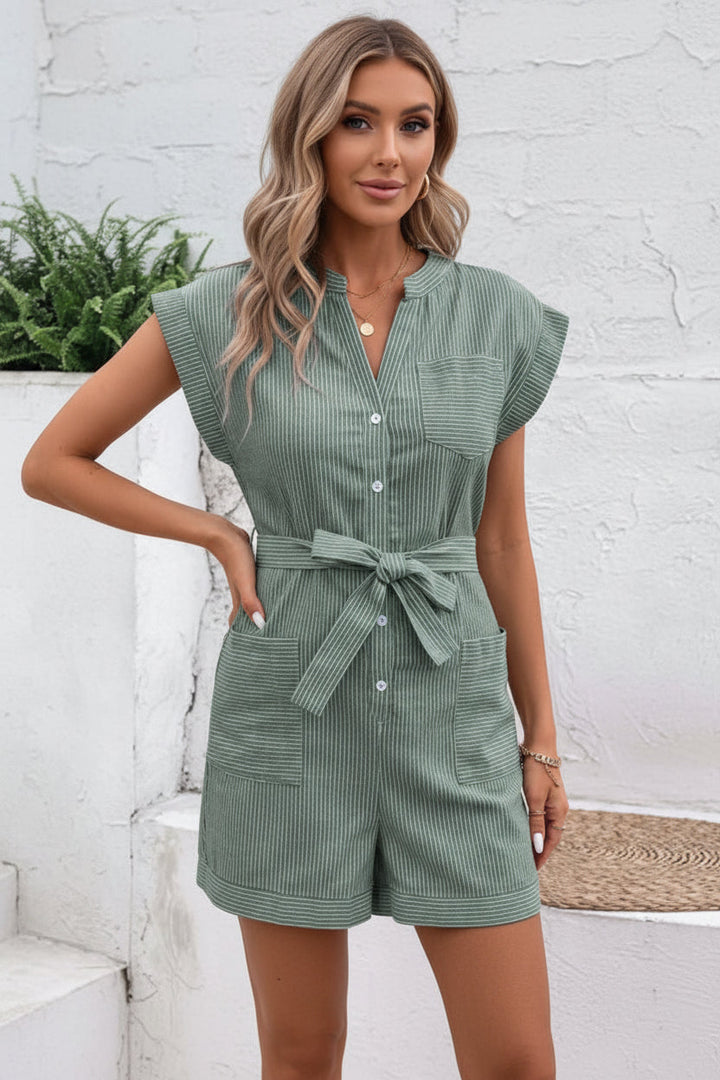 Damen Jumpsuit mit Knopfleiste und Taillenband-Jump suit-Alpenkind