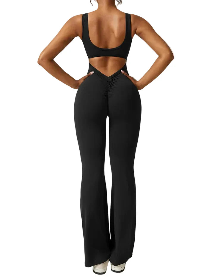 Damen Jumpsuit mit offenem Rücken und ausgestelltem Bein-Jump suit-Alpenkind