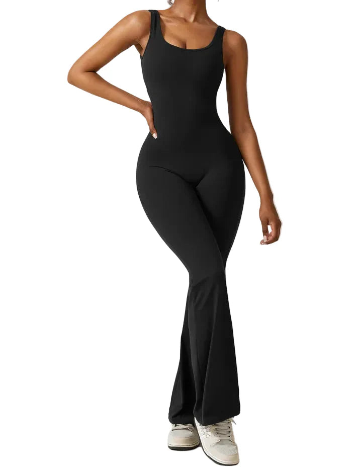 Damen Jumpsuit mit offenem Rücken und ausgestelltem Bein-Jump suit-Alpenkind