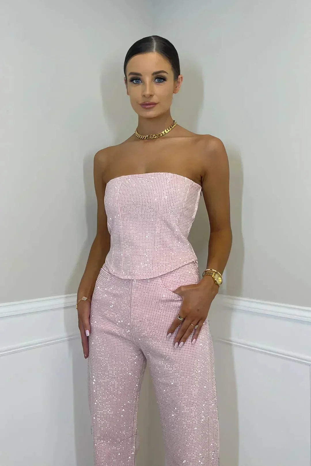 Damen Jumpsuit mit trägerlosen Oberteil und Seitentaschen