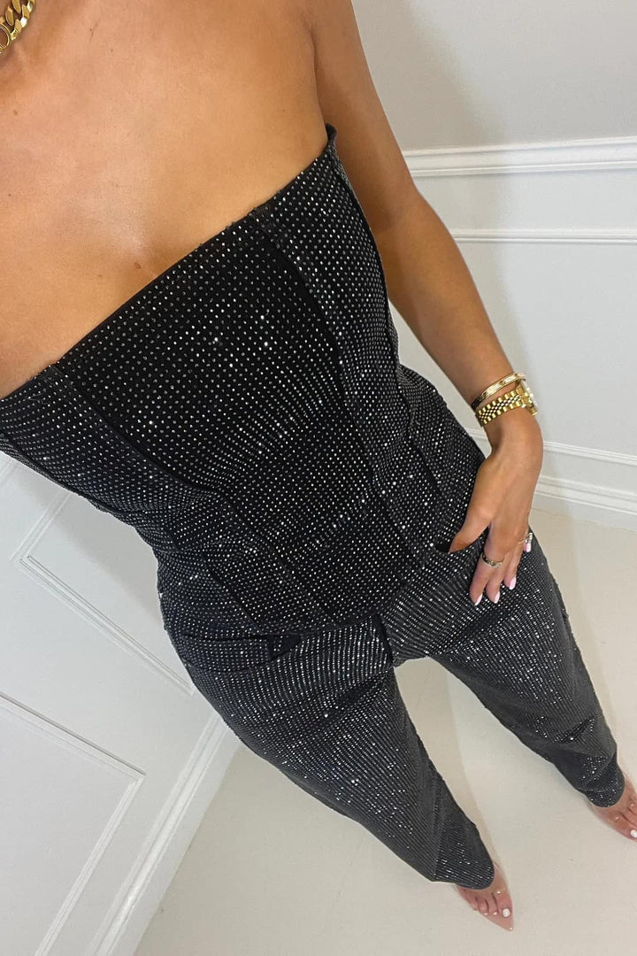 Damen Jumpsuit mit trägerlosen Oberteil und Seitentaschen