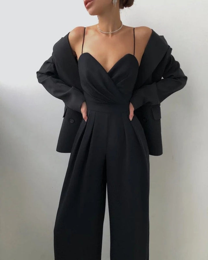 Jumpsuit mit Wickeloberteil – Weit Geschnittenes Bein für Damen bei Hochzeiten