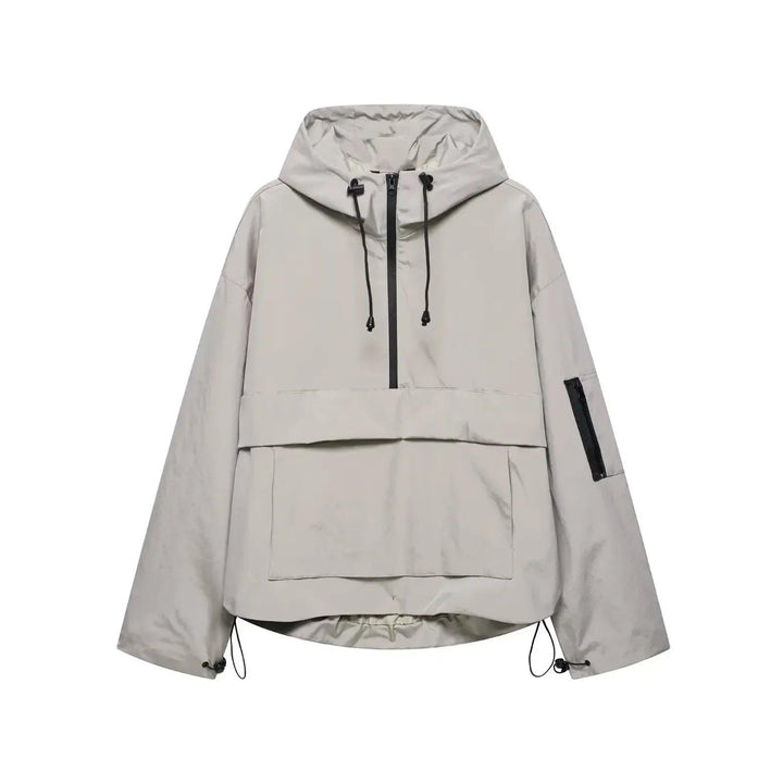 Damen Kapuzen Anorak mit Halb Reißverschluss-Women Outerwear-Alpenkind