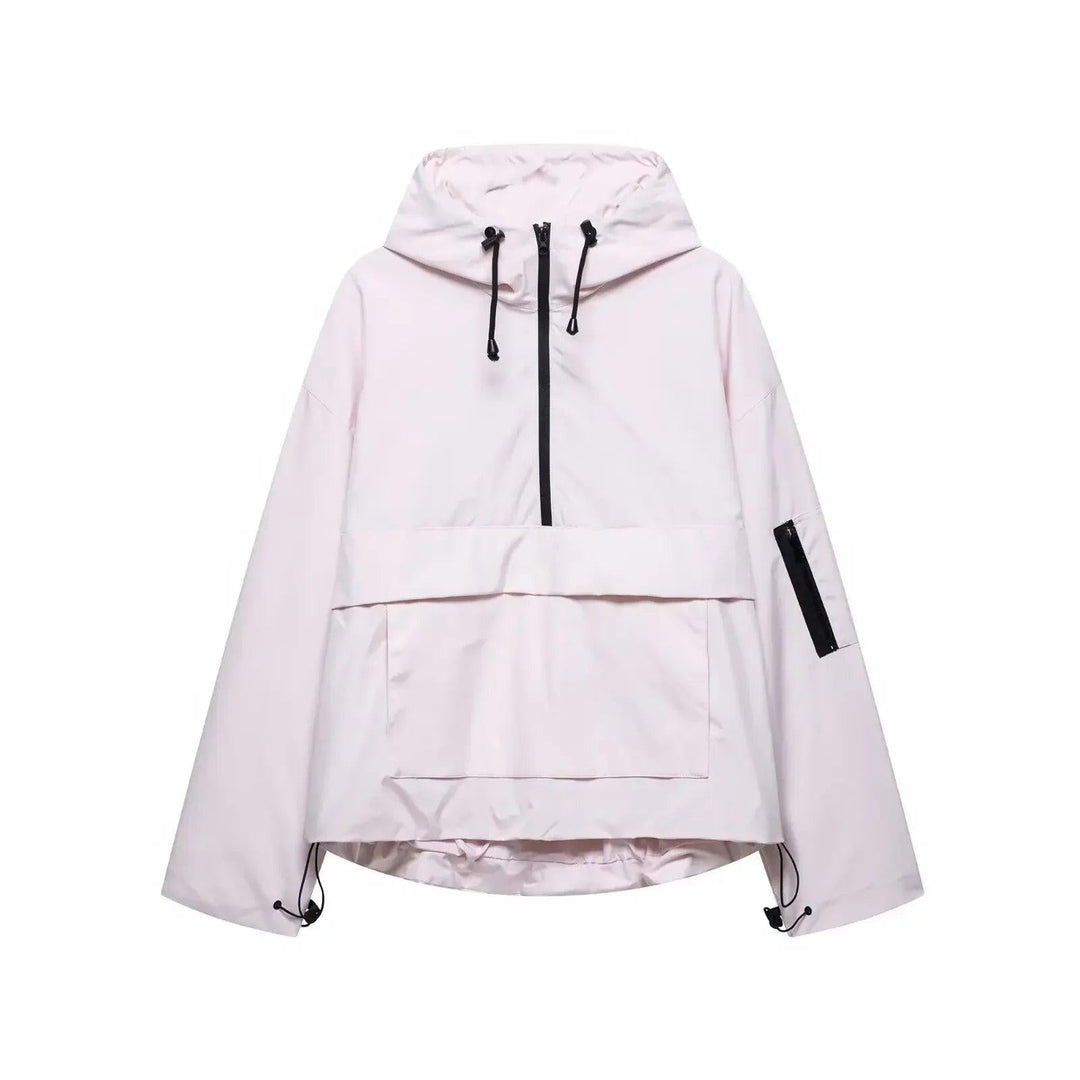 Damen Kapuzen Anorak mit Halb Reißverschluss-Women Outerwear-Alpenkind