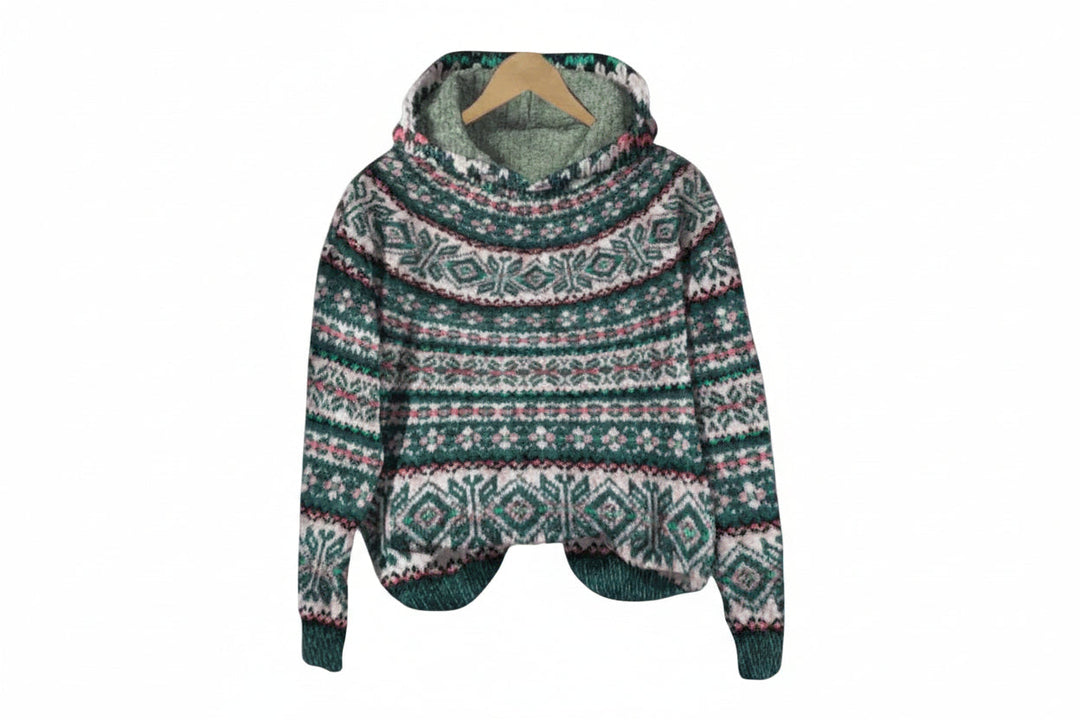 Damen-Kapuzenpullover mit durchgehendem Muster-Women Sweaters-Alpenkind