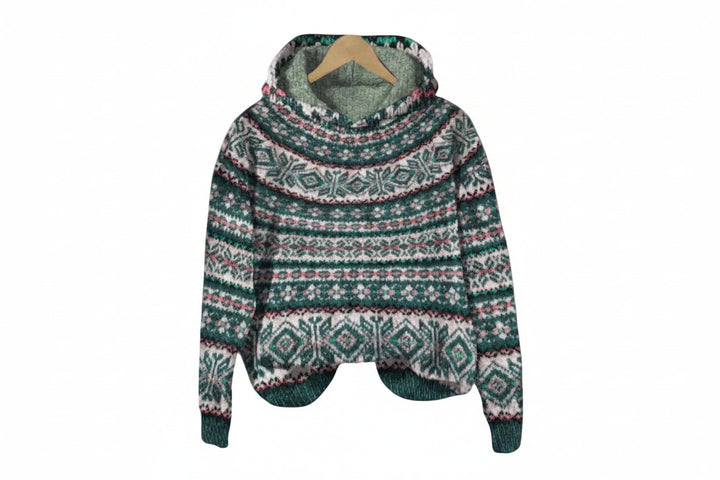 Damen-Kapuzenpullover mit durchgehendem Muster-Women Sweaters-Alpenkind