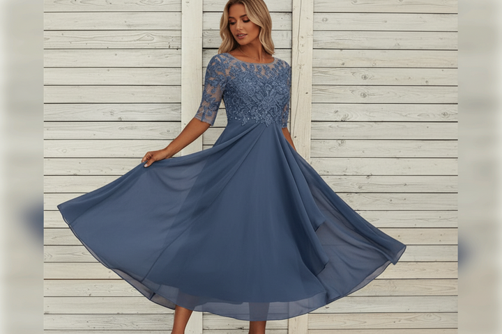 Damen Kleid mit Spitzenoberteil und ausgestelltem Rock-Women Dress-Alpenkind