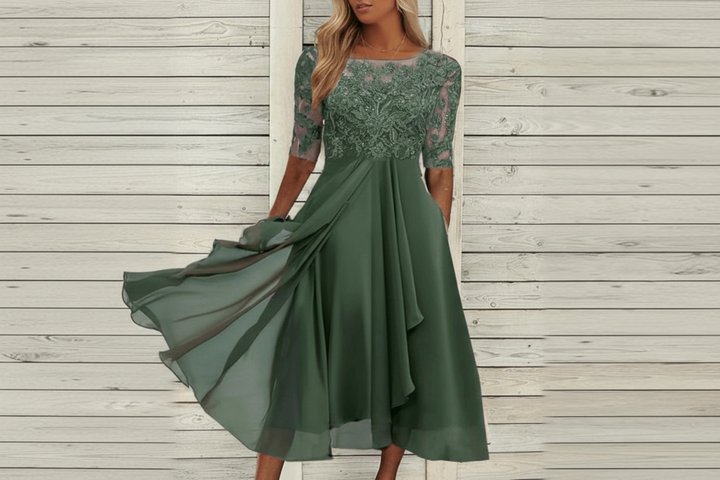 Damen Kleid mit Spitzenoberteil und ausgestelltem Rock-Women Dress-Alpenkind
