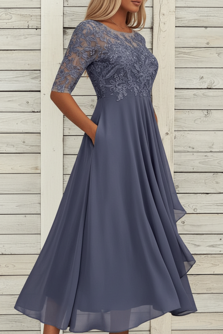 Damen Kleid mit Spitzenoberteil und ausgestelltem Rock-Women Dress-Alpenkind