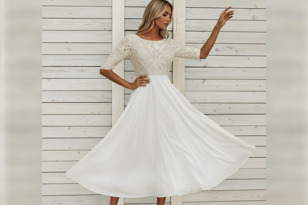 Damen Kleid mit Spitzenoberteil und ausgestelltem Rock-Women Dress-Alpenkind