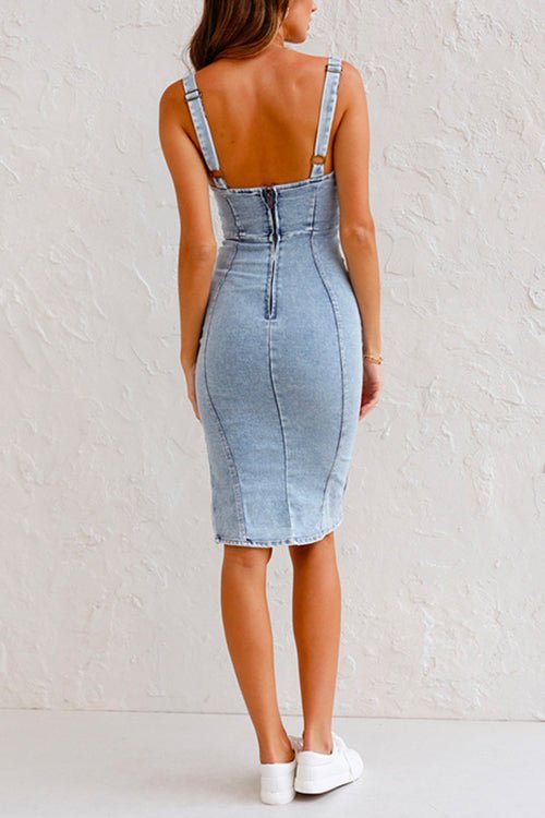 Damen Kleid mit Trägern und Reißverschluss vorne