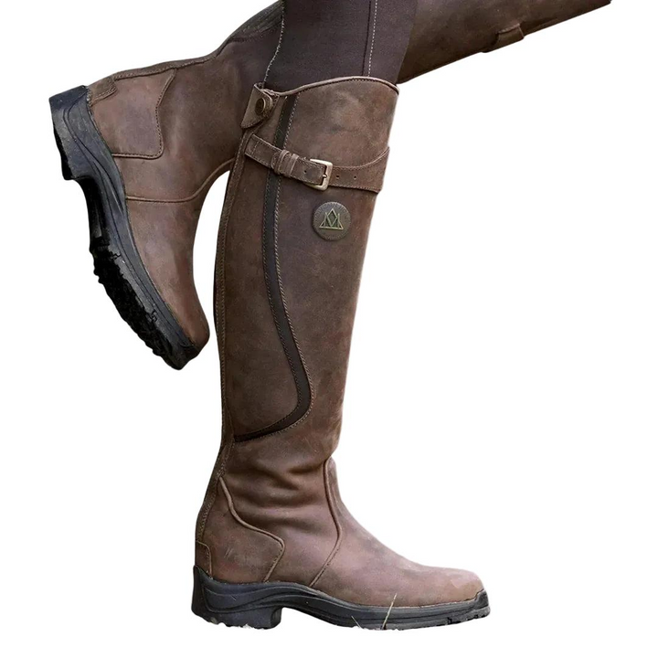 Damen Kniehohe Reitstiefel mit Schnallenriemen-Women Footwear-Alpenkind