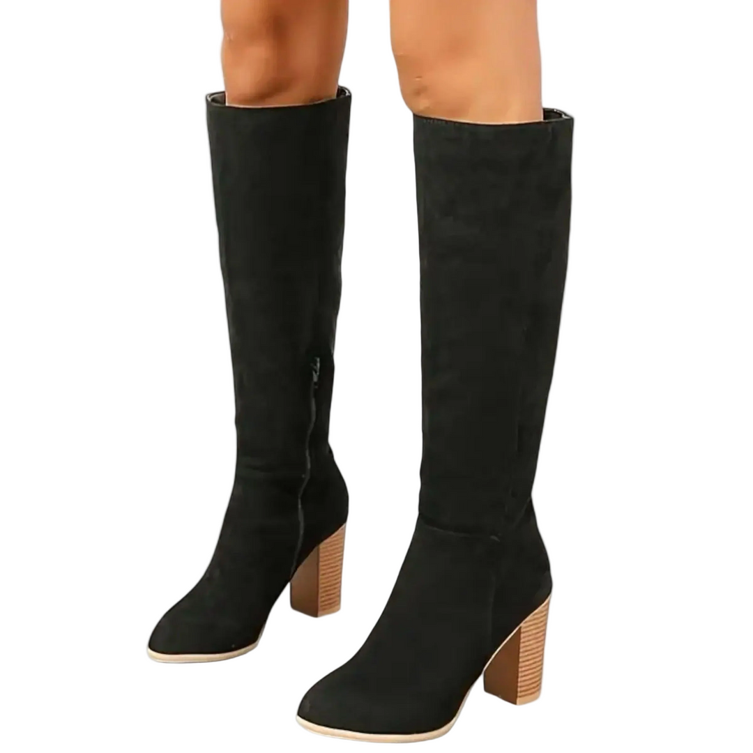 Damen Kniehohe Stiefel mit Blockabsatz-Women Footwear-Alpenkind