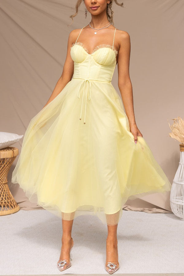 Damen Korsett-Midikleid mit Herzausschnitt und Tüllrock