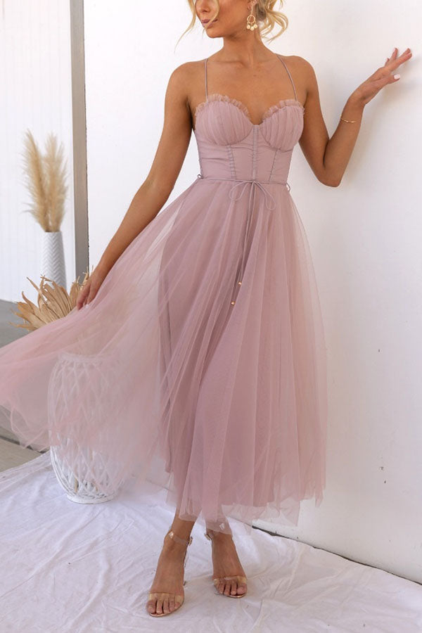 Damen Korsett-Midikleid mit Herzausschnitt und Tüllrock