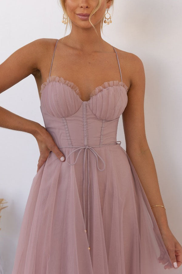 Damen Korsett-Midikleid mit Herzausschnitt und Tüllrock