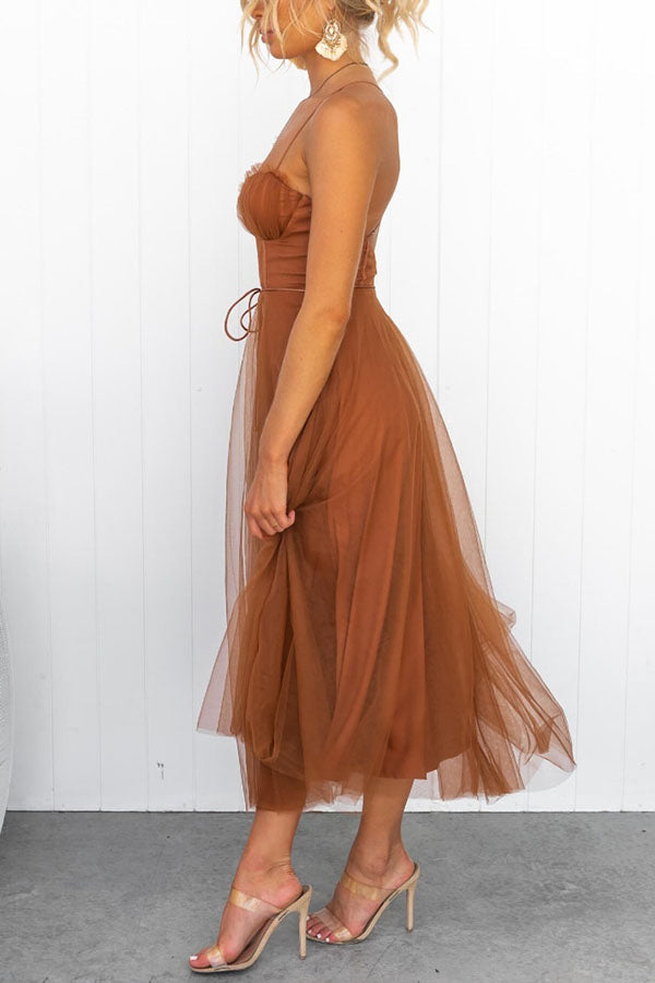 Damen Korsett-Midikleid mit Herzausschnitt und Tüllrock