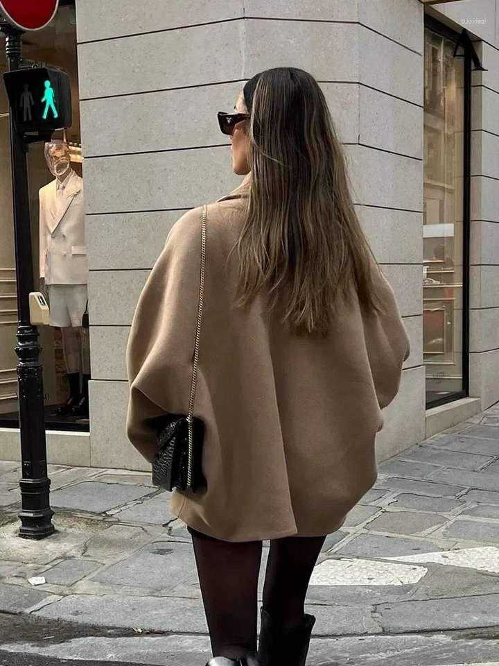 Damen Kurze Jacke mit Knopfverschluss und Umlegekragen